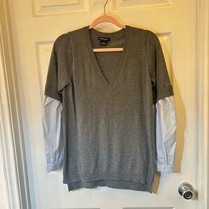 Trouve (Nordstrom) Gray Knit Sweater / Blouse 2fer Top